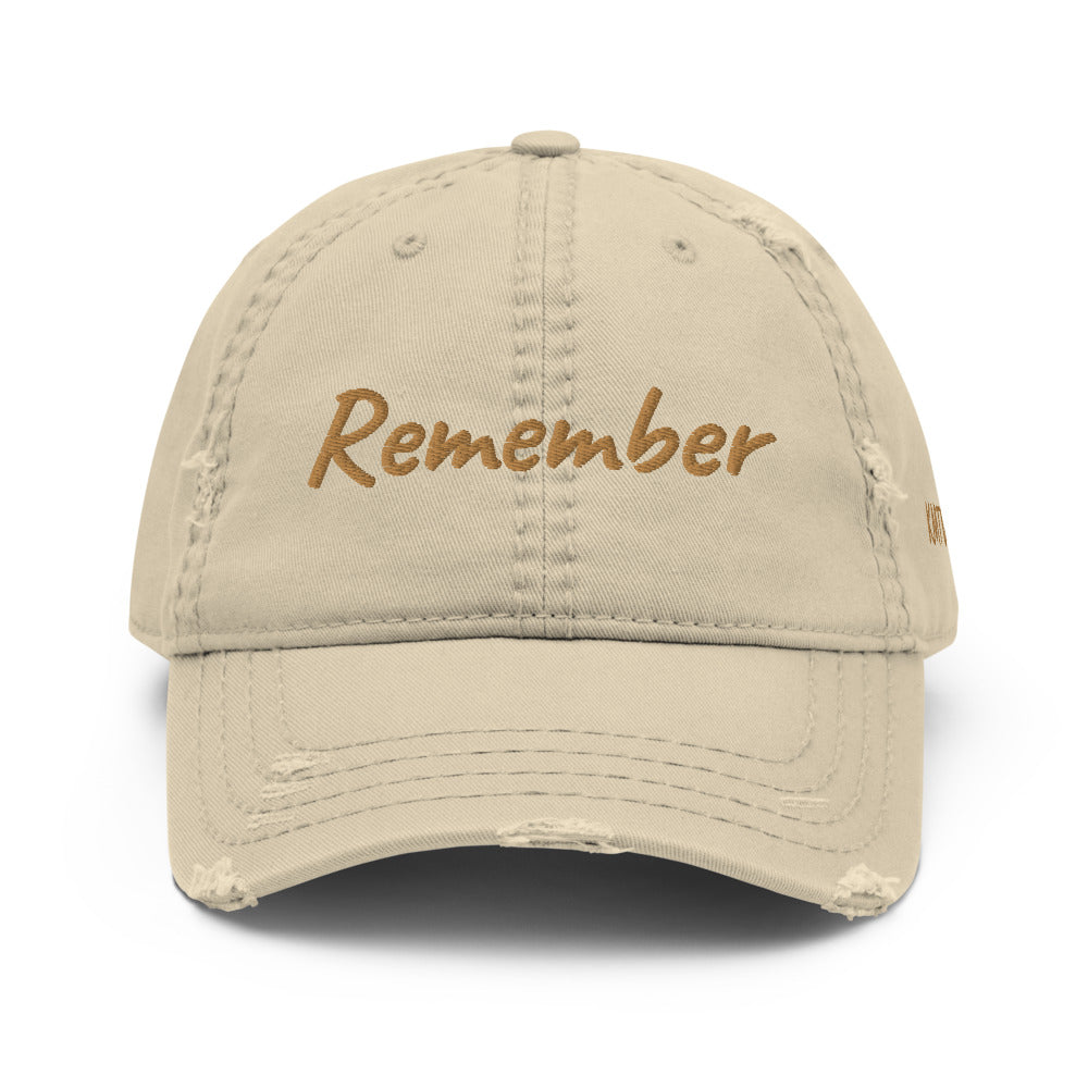 Remember In Celluloid Embroidery on Distressed Dad Hat