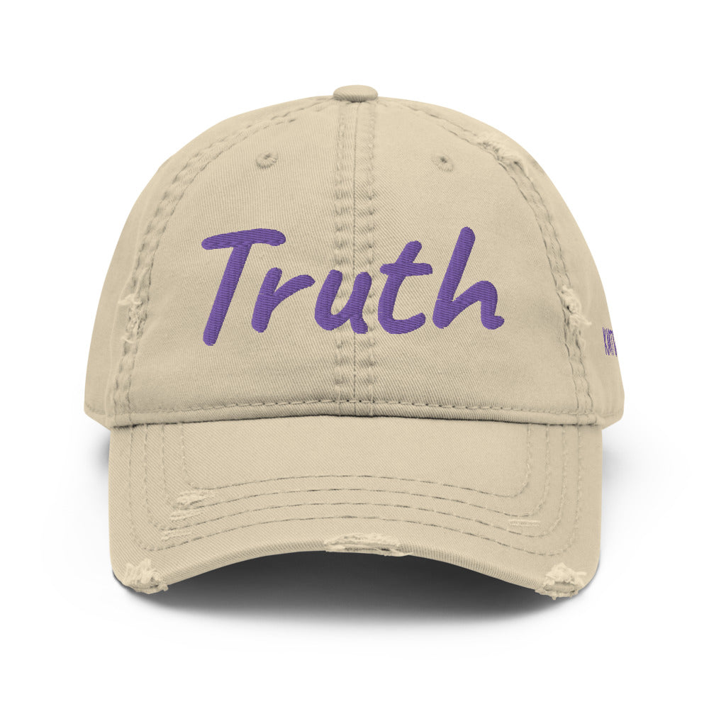 Truth In Amethyst Embroidery on Distressed Dad Hat