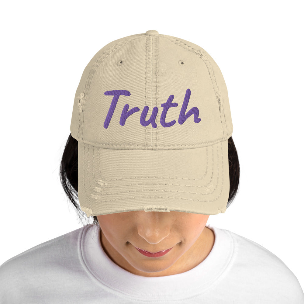 Truth In Amethyst Embroidery on Distressed Dad Hat