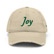 Joy In Emerald Embroidery on Distressed Dad Hat