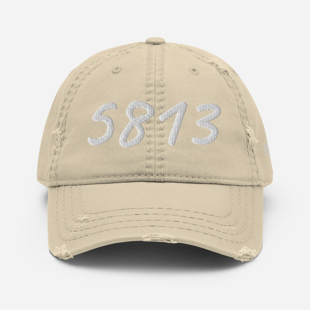 5813 In Pearl Embroidery on Distressed Dad Hat