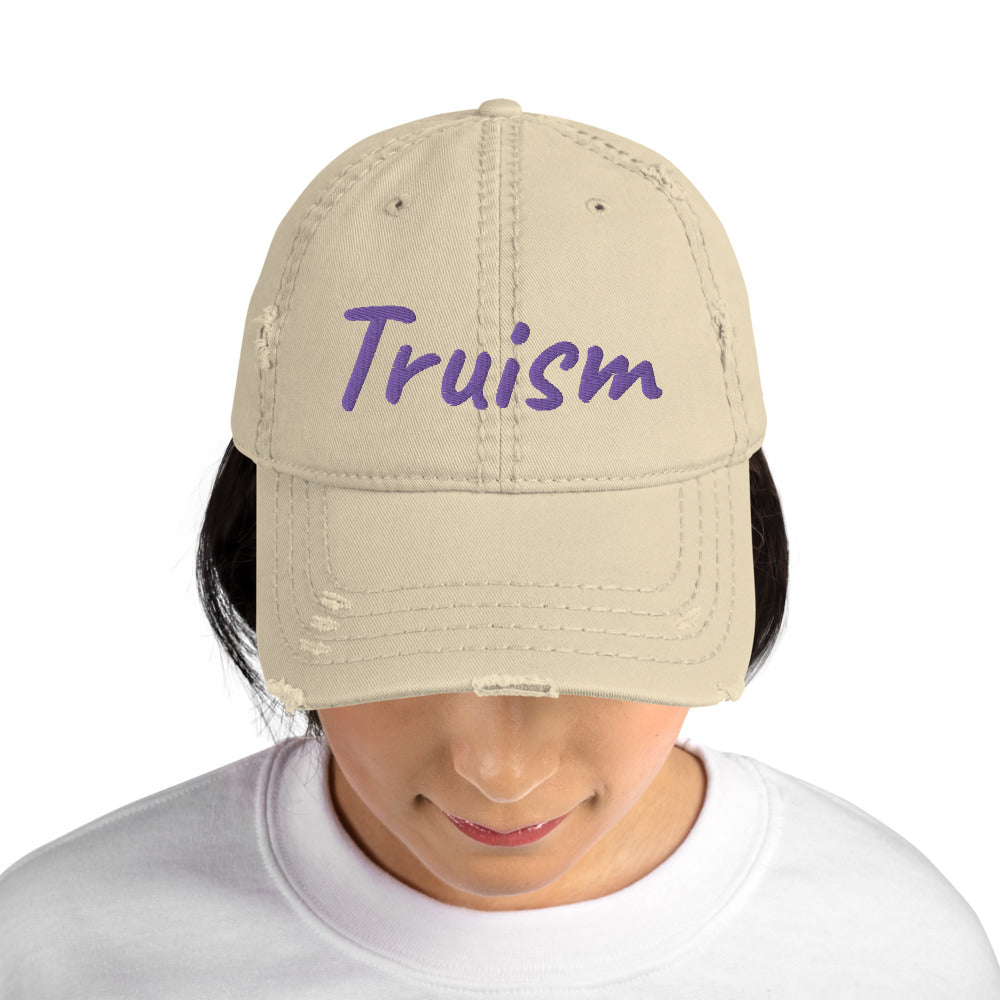 Truism In Amethyst Embroidery on Distressed Dad Hat