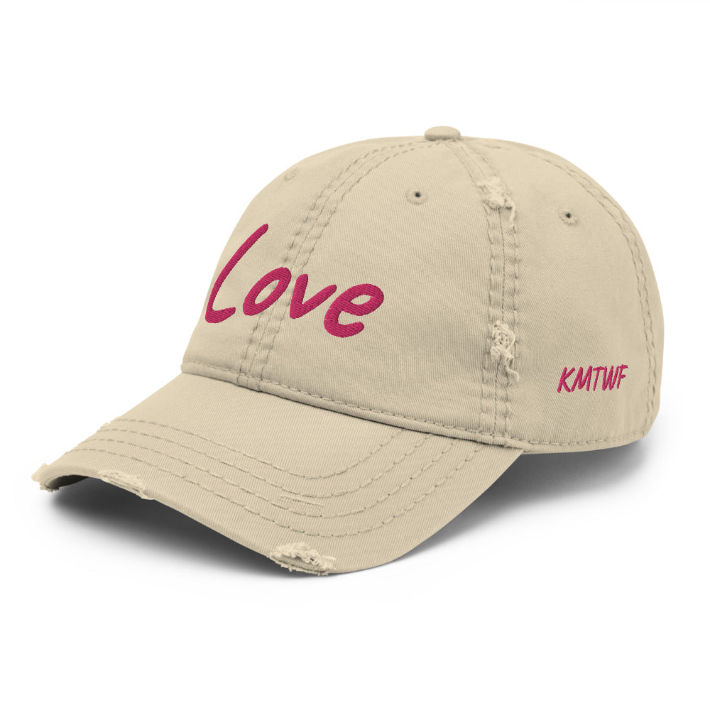 Love In Star Rose Quartz Embroidery on Distressed Dad Hat