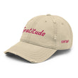 Gratitude In Star Rose Quartz Embroidery on Distressed Dad Hat