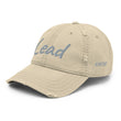 Lead In Silver Embroidery on Distressed Dad Hat