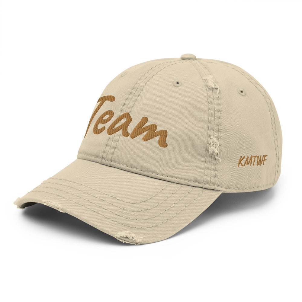 Team In Celluloid Embroidery on Distressed Dad Hat