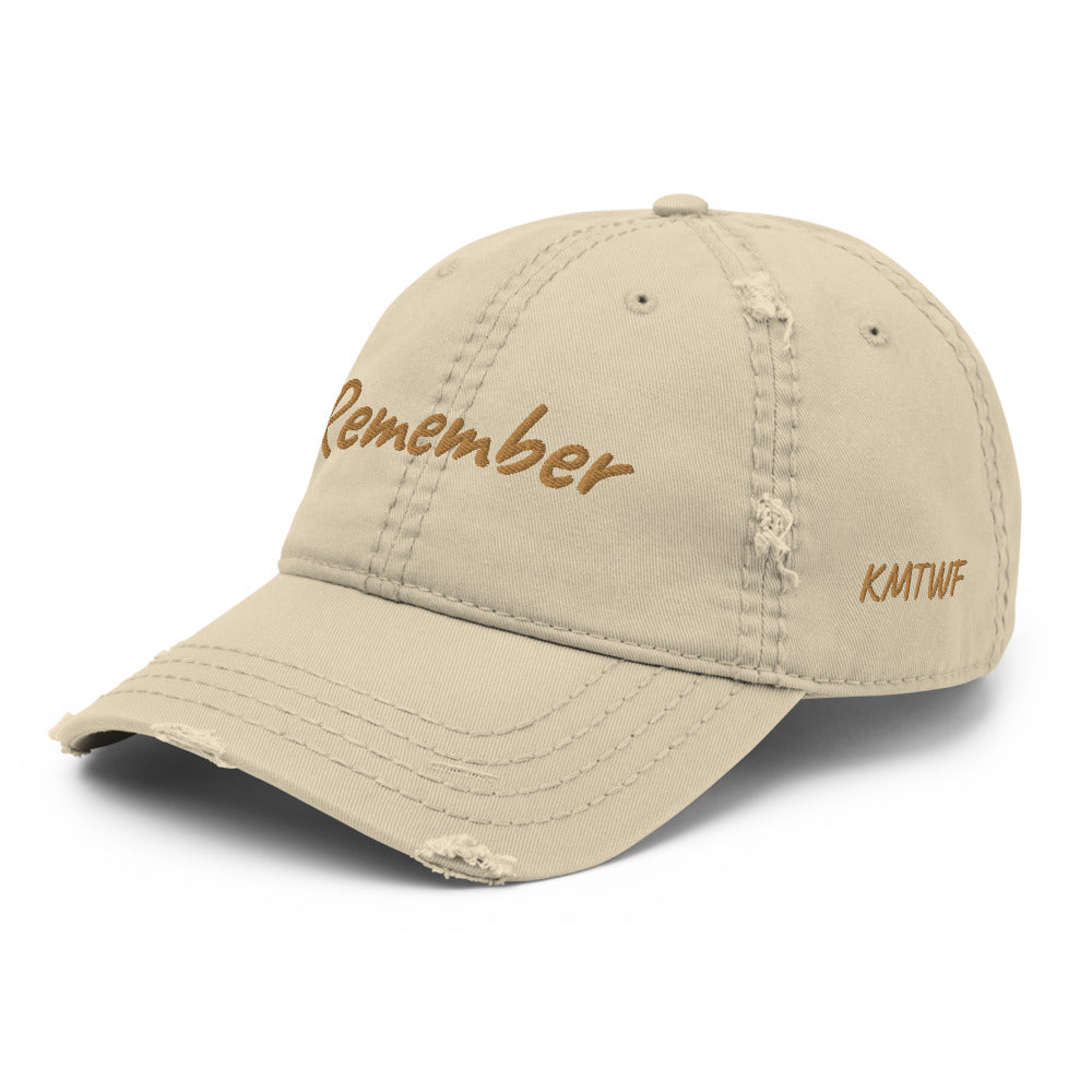 Remember In Celluloid Embroidery on Distressed Dad Hat