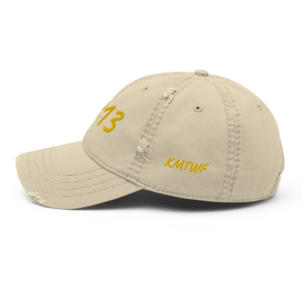 5813 In Gold Embroidery on Distressed Dad Hat