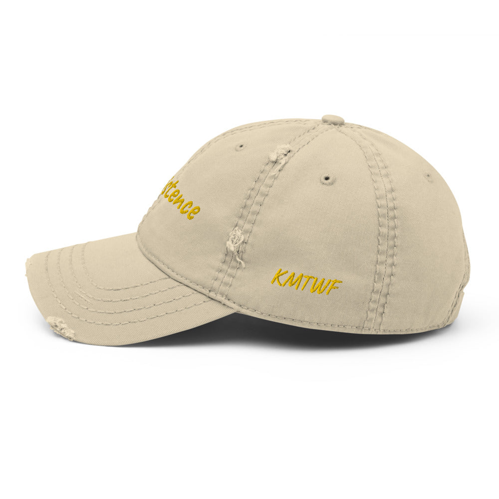 Persistence In Gold Embroidery on Distressed Dad Hat