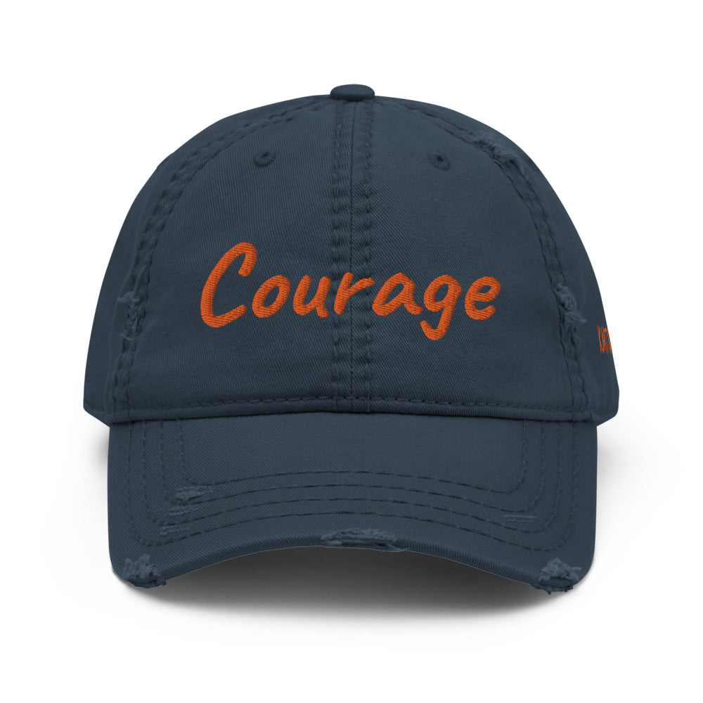 Courage In Amber Embroidery on Distressed Dad Hat