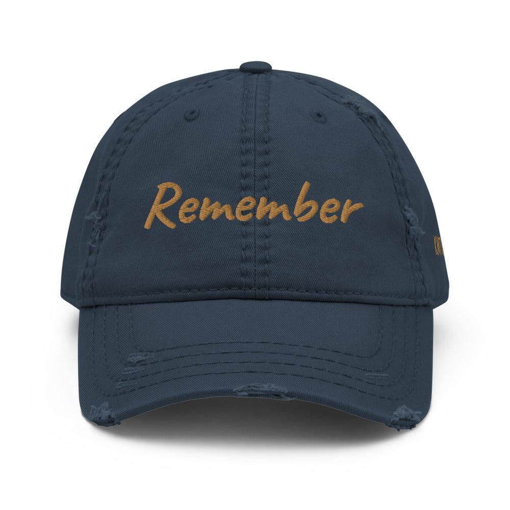 Remember In Celluloid Embroidery on Distressed Dad Hat