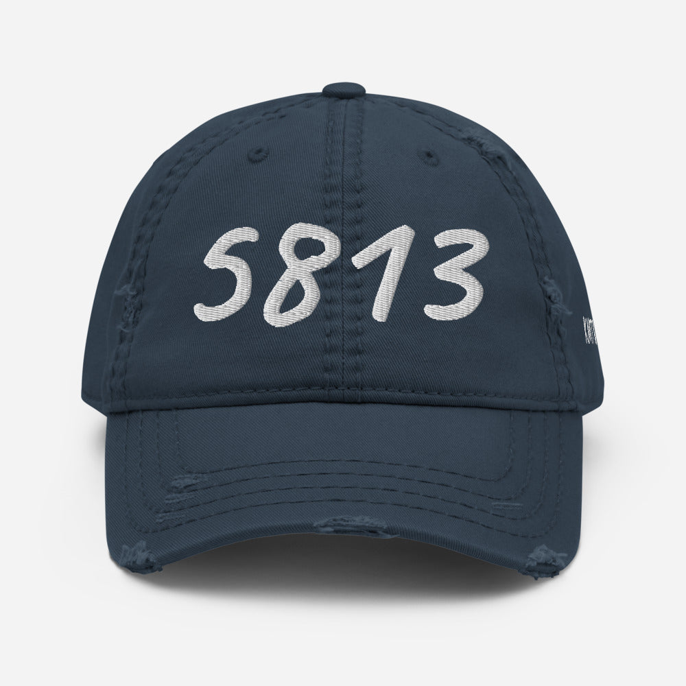 5813 In Pearl Embroidery on Distressed Dad Hat