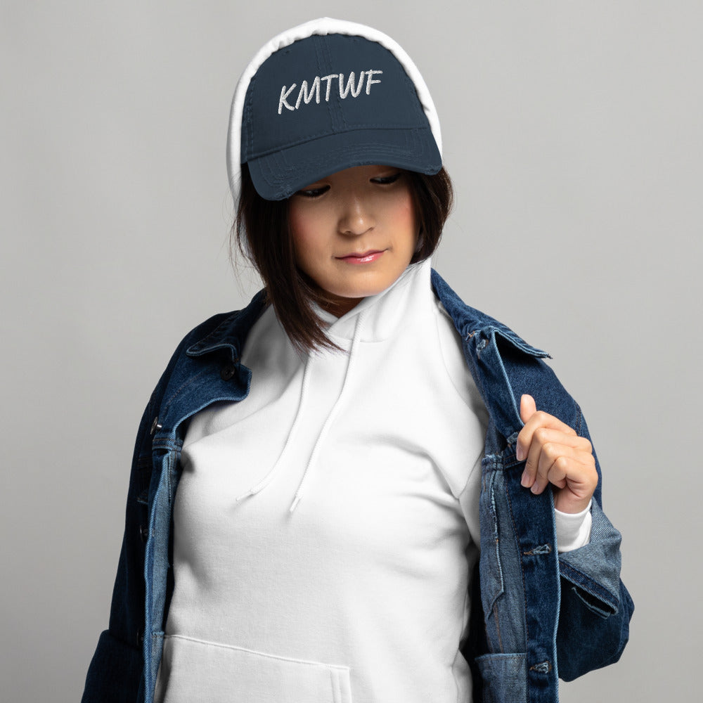 KMTWF In Pearl Embroidery on Distressed Dad Hat