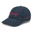 Love In Star Rose Quartz Embroidery on Distressed Dad Hat