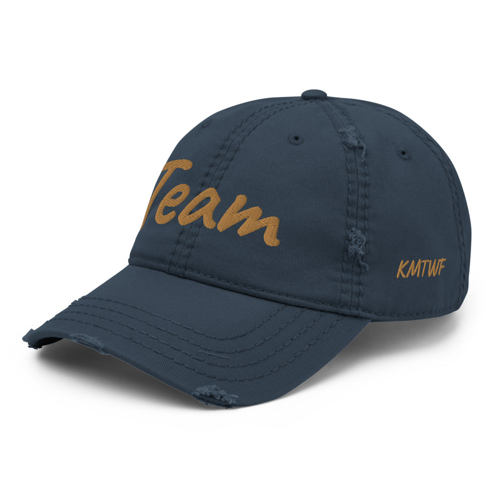 Team In Celluloid Embroidery on Distressed Dad Hat