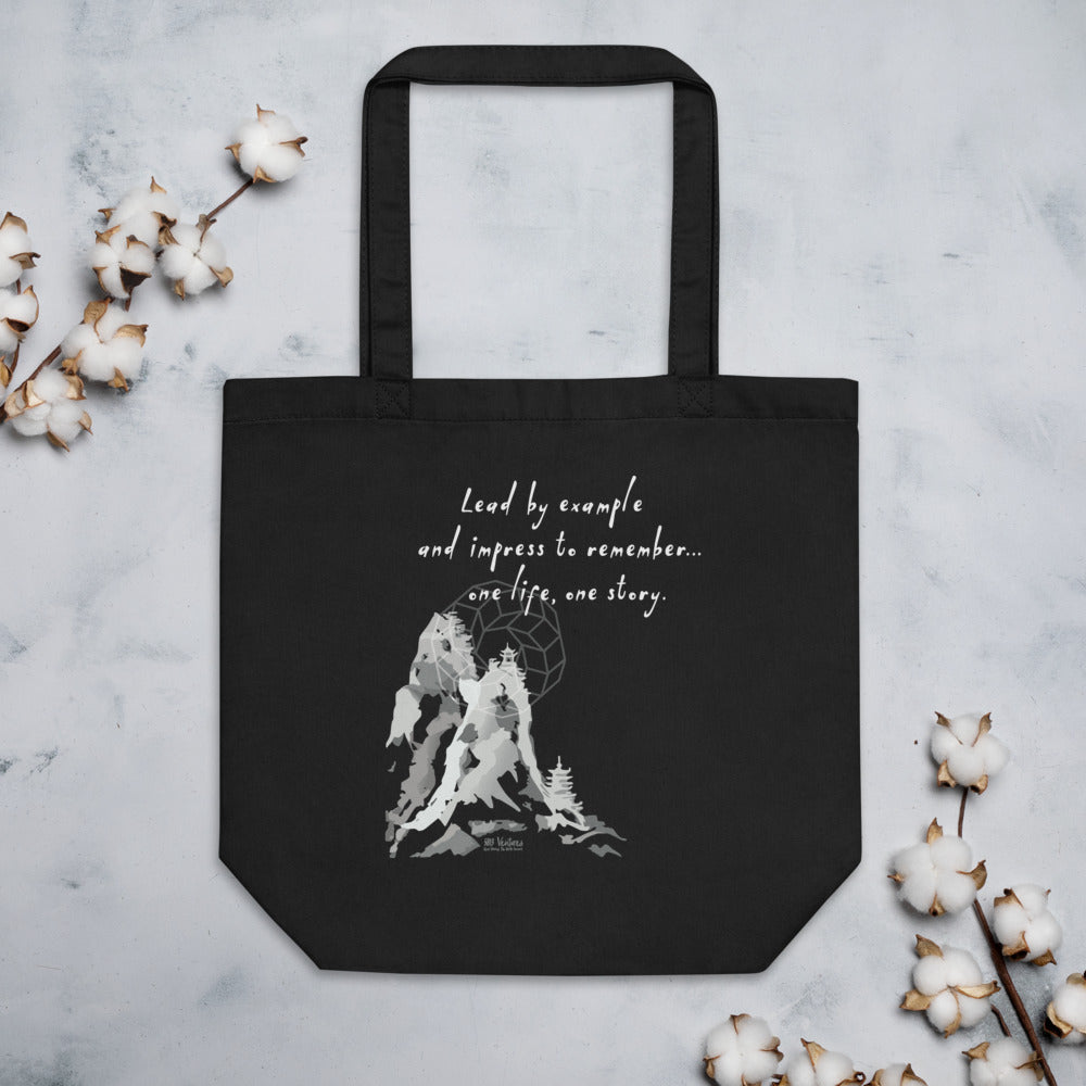 Lead By Example Haiku With Mountain Shrines on Eco Tote Bag