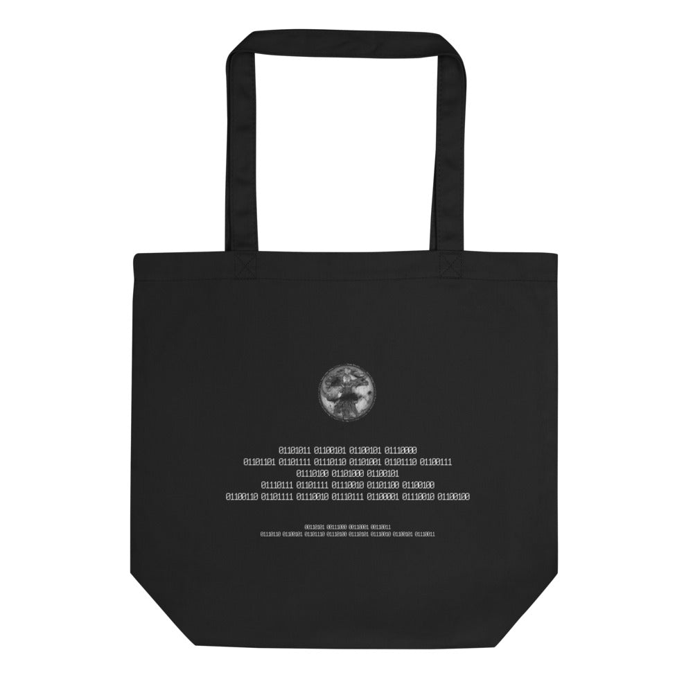 Binary Instructions To Keep Moving The World Forward With Vitruvian Earth In White on Eco Tote Bag