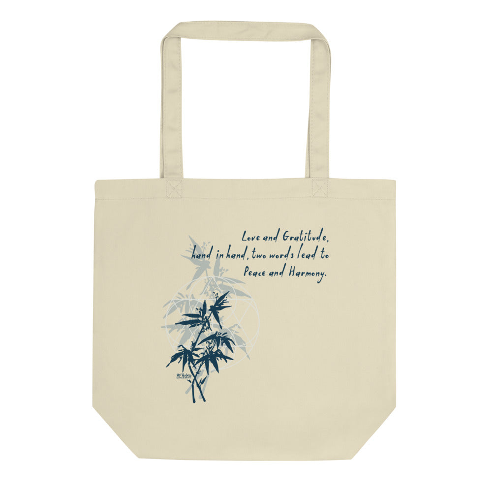 Love Gratitude Peace Harmony Haiku With Bamboo on Eco Tote Bag