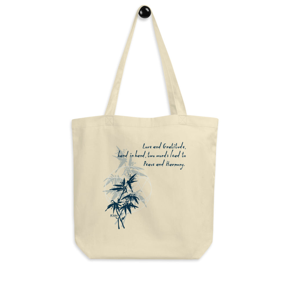 Love Gratitude Peace Harmony Haiku With Bamboo on Eco Tote Bag