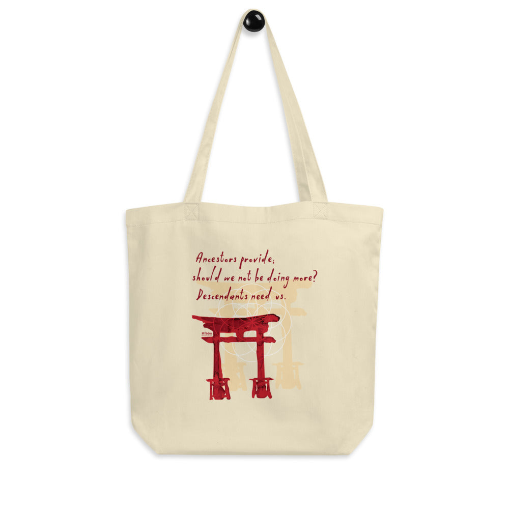 Descendants Need Ancestors Haiku With Pagoda on Eco Tote Bag