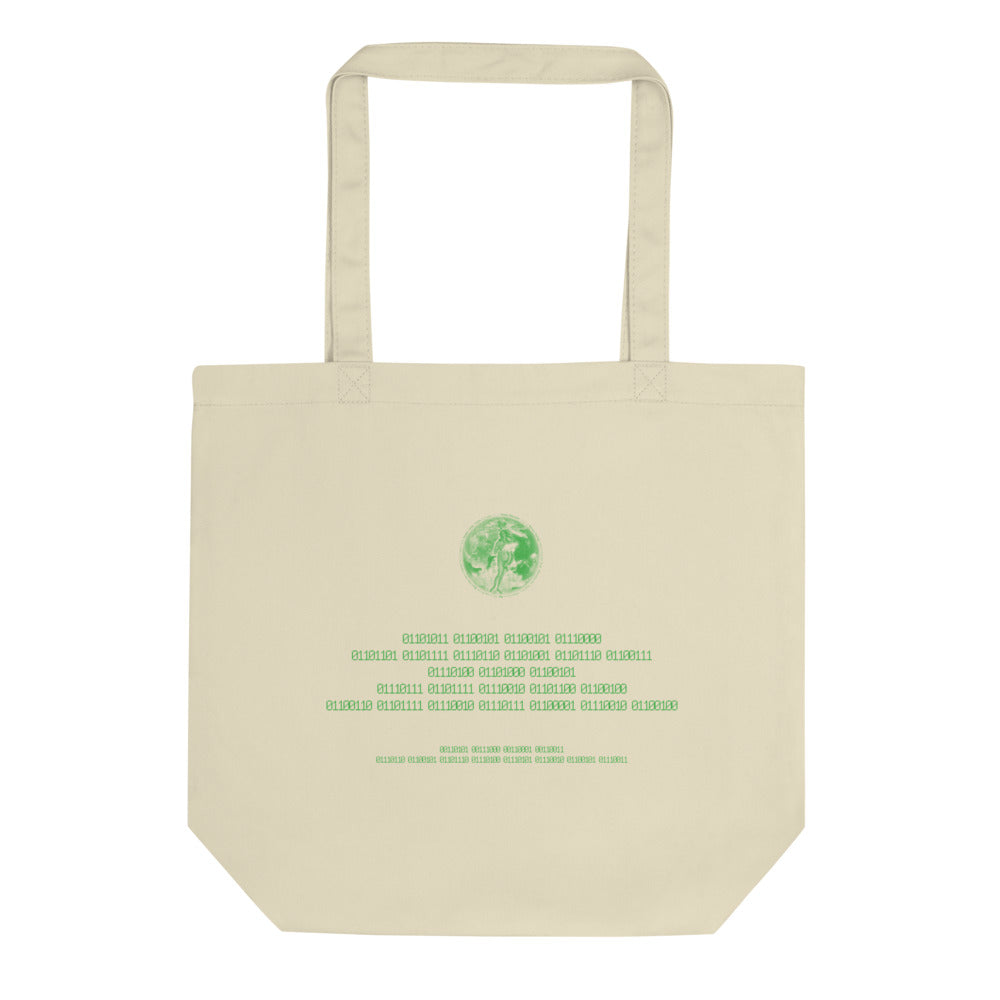 Binary Instructions To Keep Moving The World Forward With Venusian Earth In Green on Eco Tote Bag