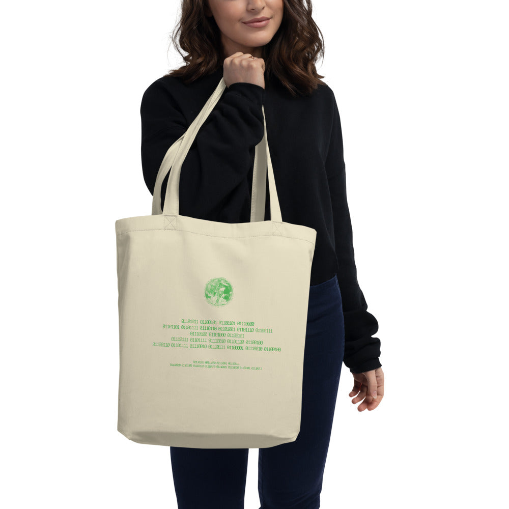 Binary Instructions To Keep Moving The World Forward With Venusian Earth In Green on Eco Tote Bag