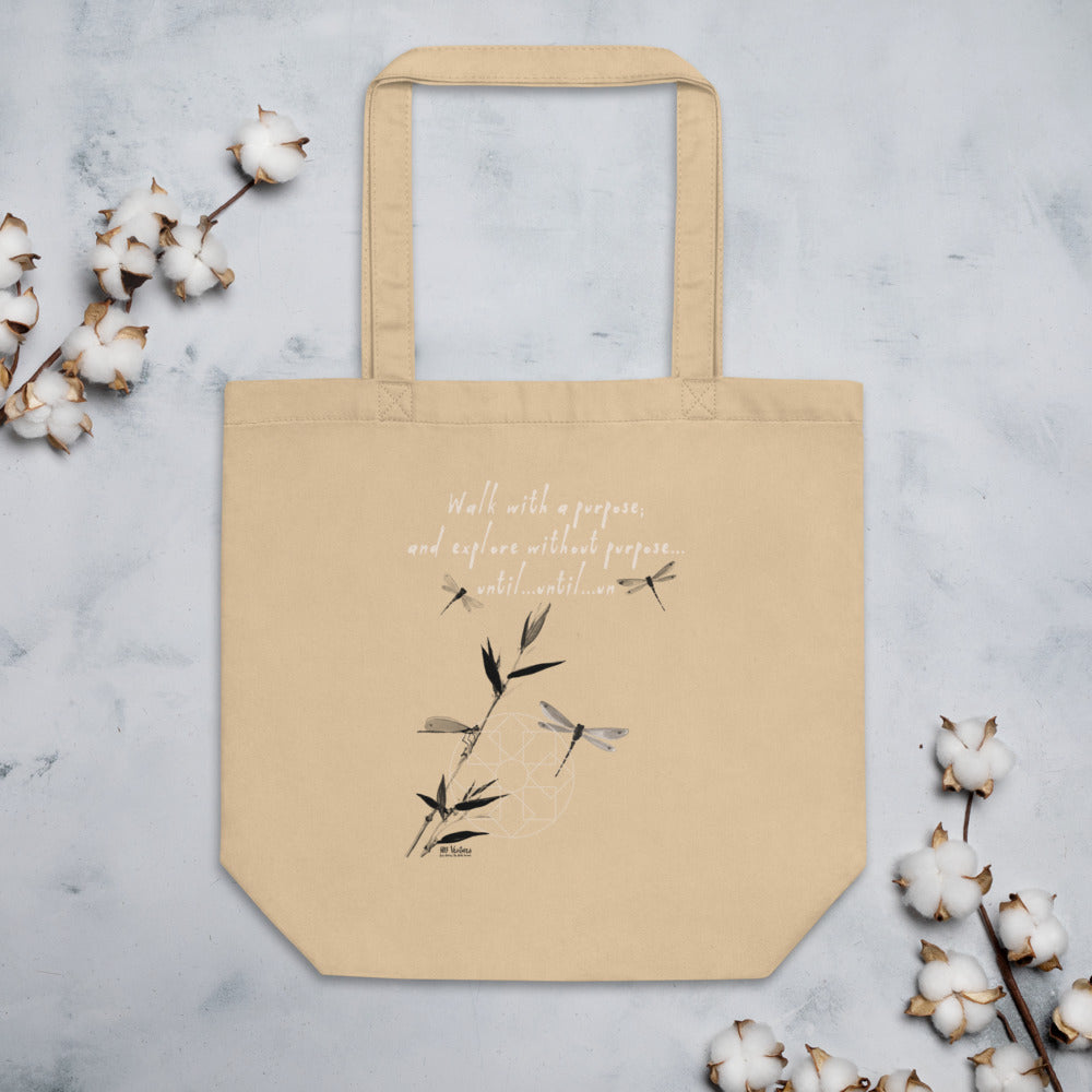 Walk With A Purpose Haiku With Dragonfly on Eco Tote Bag