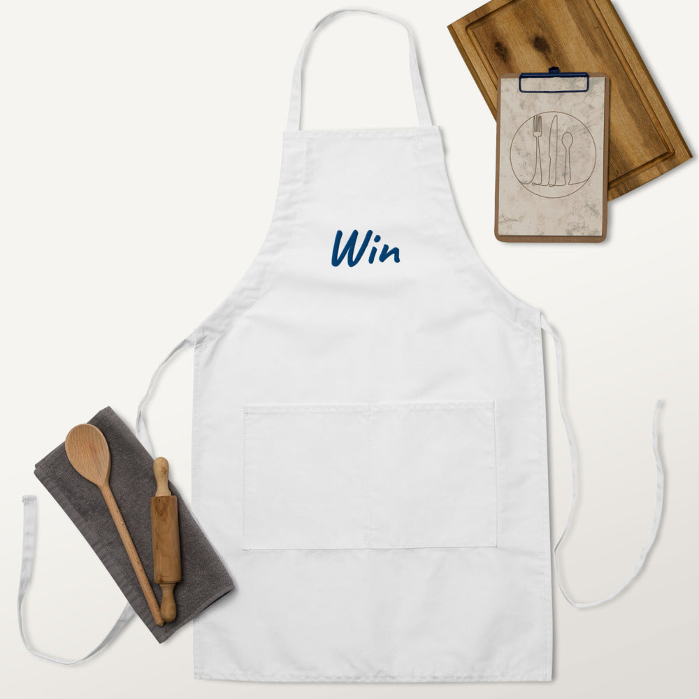 Win In Sapphire Embroidery on Apron