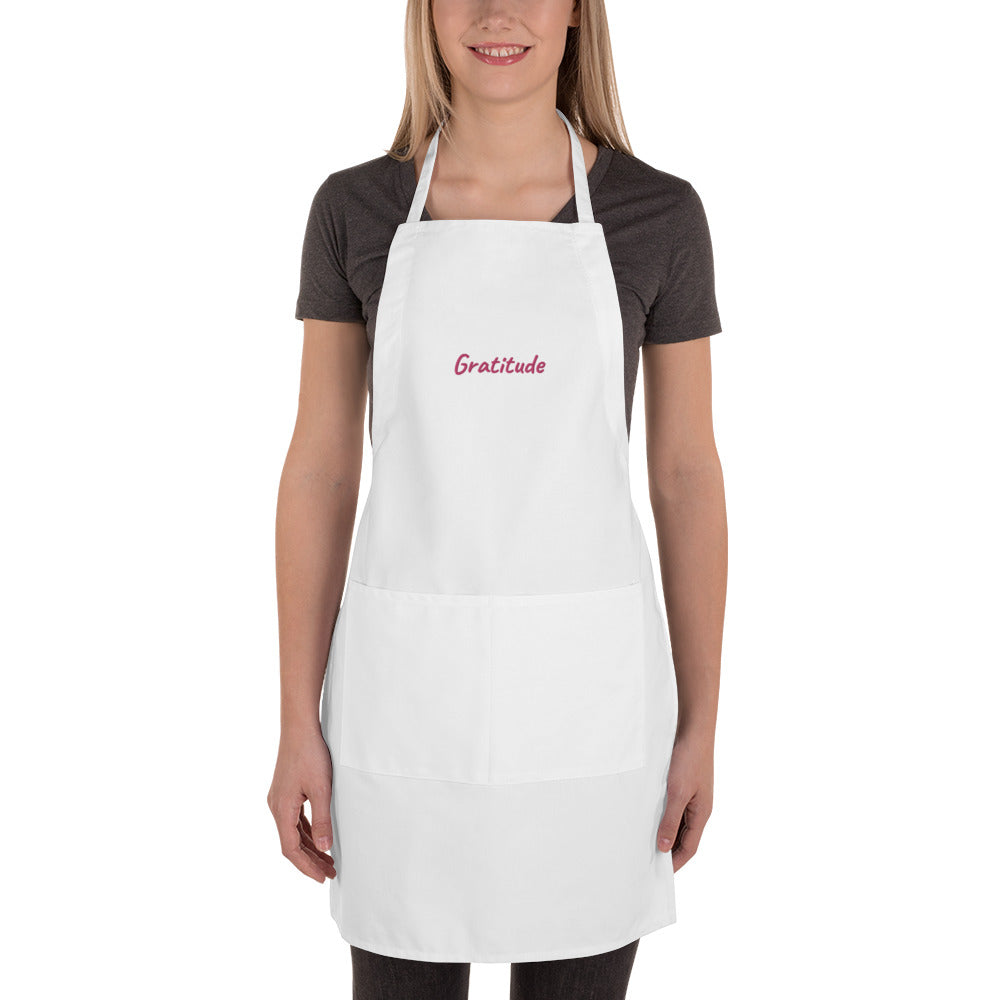 Gratitude In Star Rose Quartz Embroidery on Apron