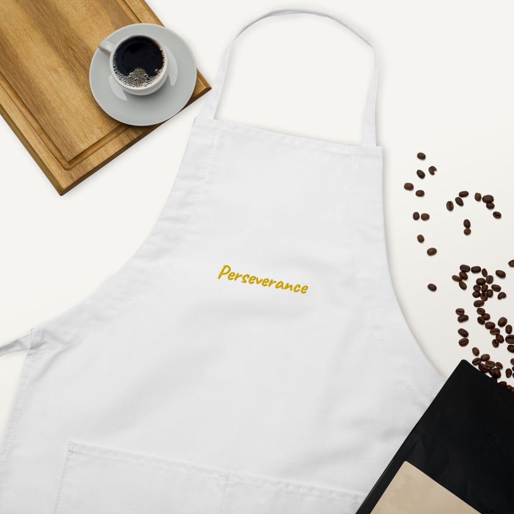 Perseverance In Gold Embroidery on Apron