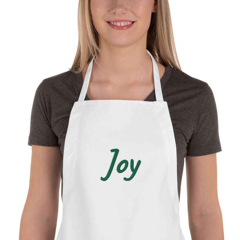 Joy In Emerald Embroidery on Apron