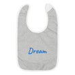 Dream In Sapphire Embroidery on Baby Bib