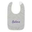 Believe In Amethyst Embroidery on Baby Bib