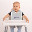 Believe In Amethyst Embroidery on Baby Bib