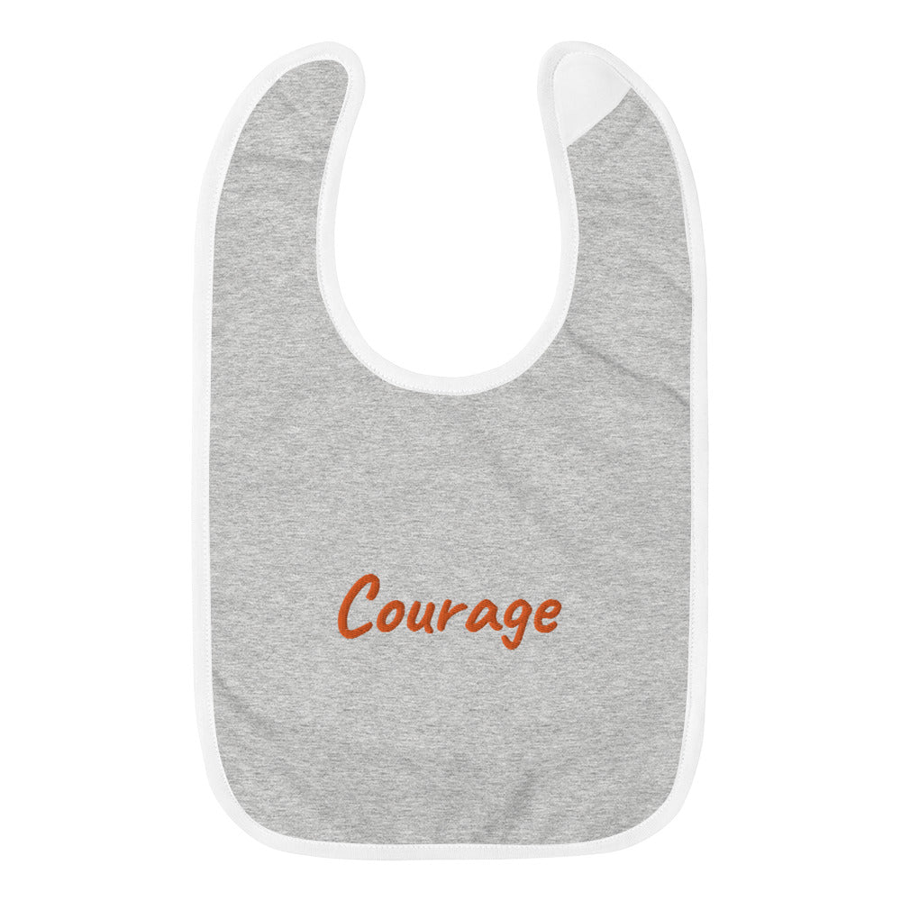 Courage In Amber Embroidery on Baby Bib