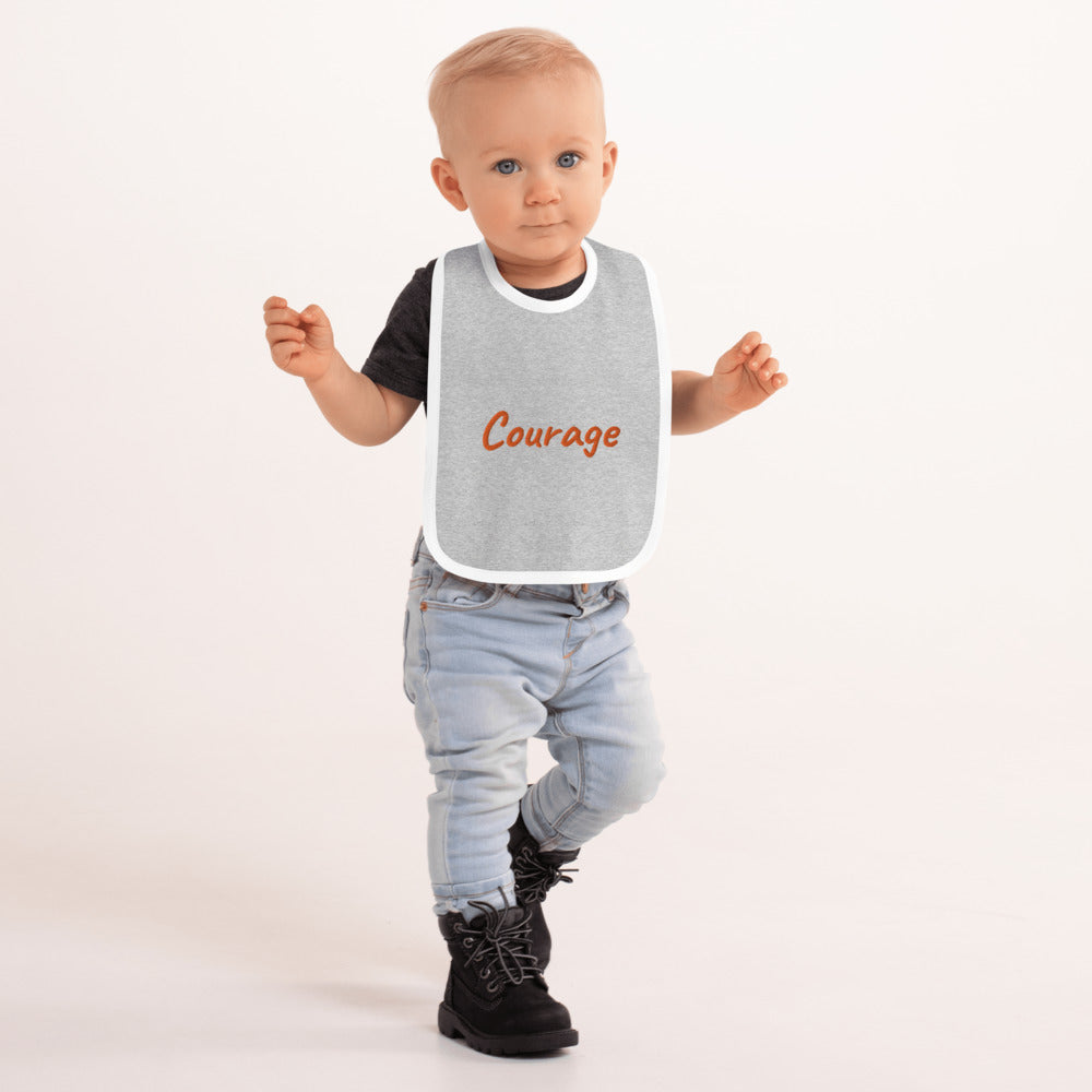 Courage In Amber Embroidery on Baby Bib