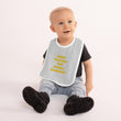 Keep Moving The World Forward In Gold Embroidery on Baby Bib