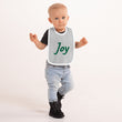 Joy In Emerald Embroidery on Baby Bib