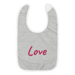 Love In Star Rose Quartz Embroidery on Baby Bib