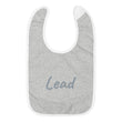 Lead In Silver Embroidery on Baby Bib