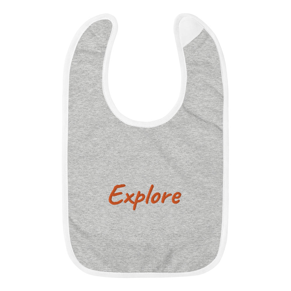 Explore In Amber Embroidery on Baby Bib