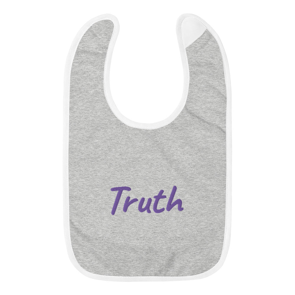 Truth In Amethyst Embroidery on Baby Bib