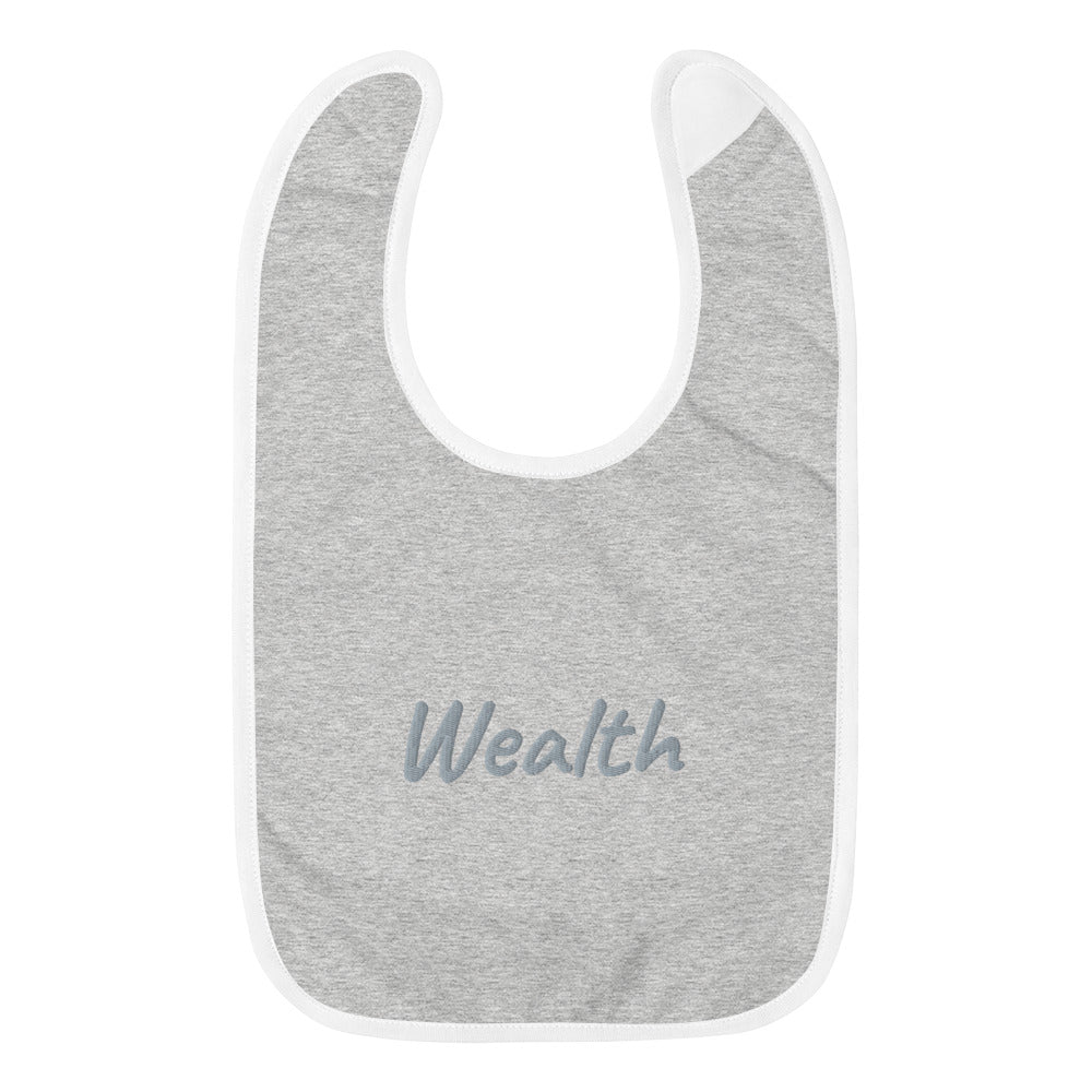 Wealth In Silver Embroidery on Baby Bib