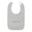 Leadership In Silver Embroidery on Baby Bib