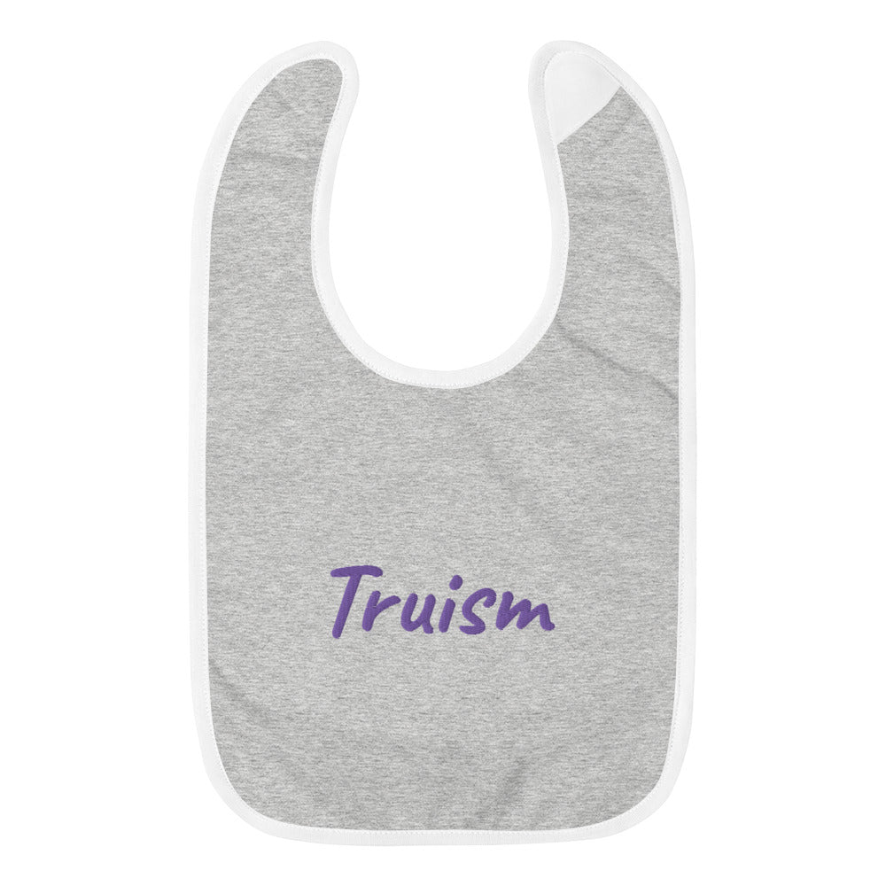 Truism In Amethyst Embroidery on Baby Bib