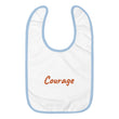 Courage In Amber Embroidery on Baby Bib