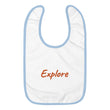 Explore In Amber Embroidery on Baby Bib