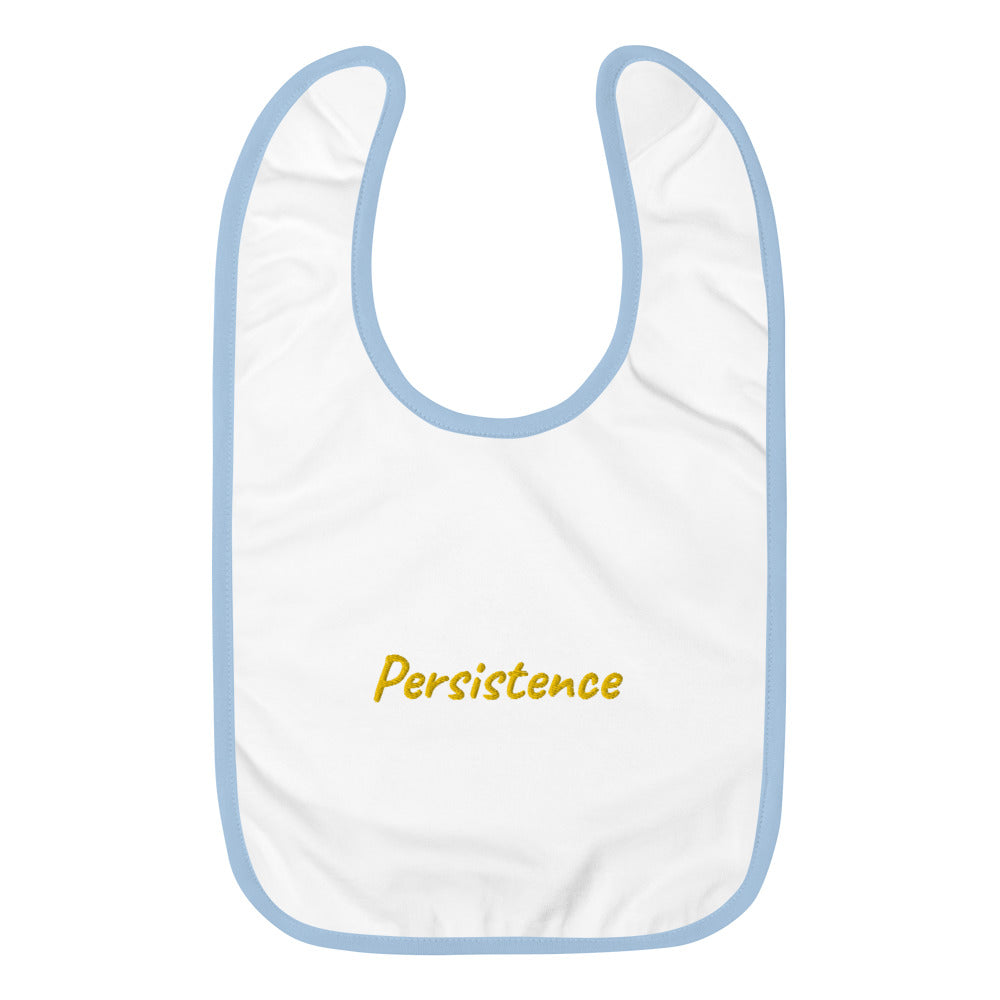 Persistence In Gold Embroidery on Baby Bib