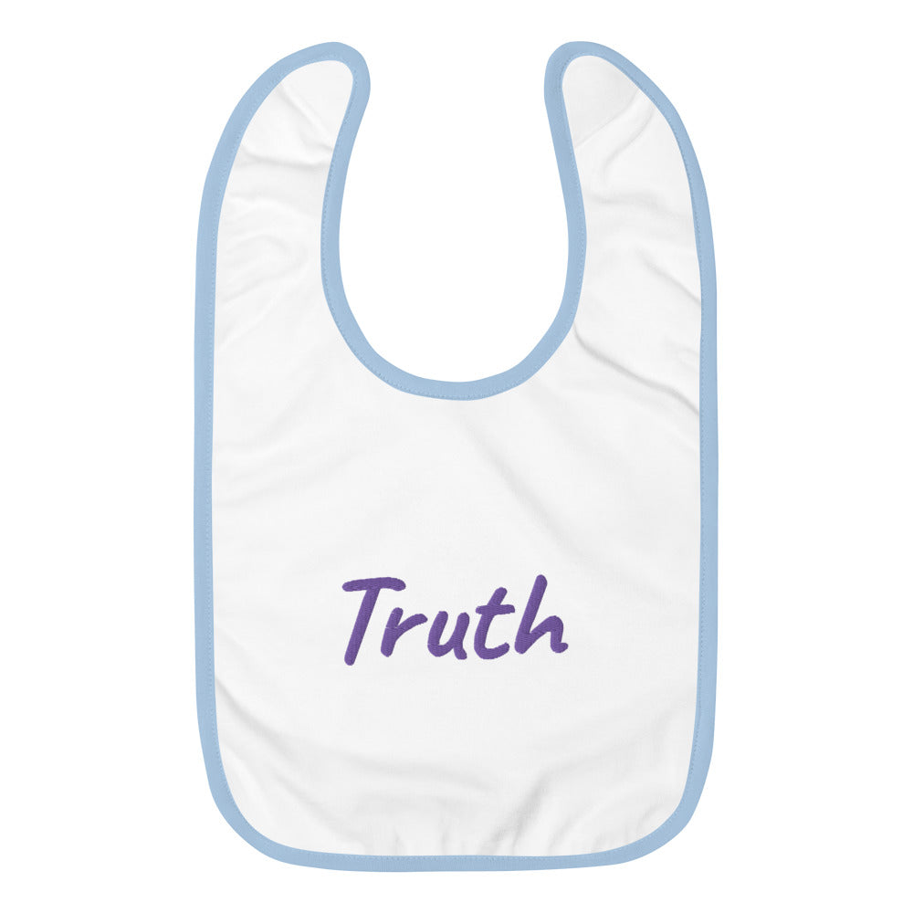 Truth In Amethyst Embroidery on Baby Bib