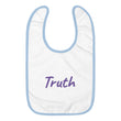 Truth In Amethyst Embroidery on Baby Bib